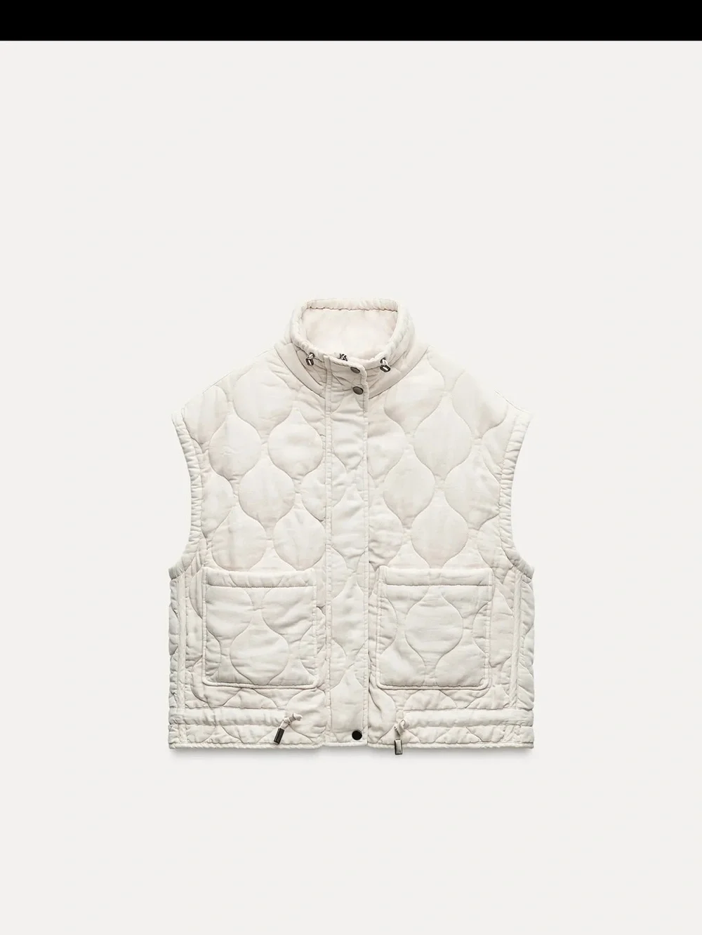 Zara Quilted Sleeveless Puffer Vest - Cream